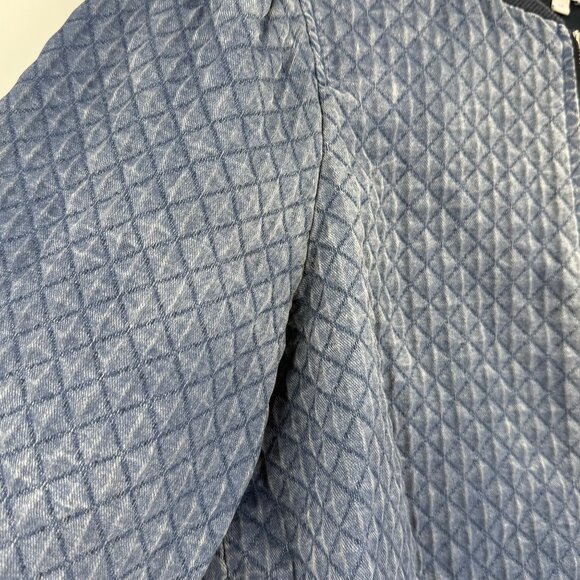 1.State Womens Quilted Bomber Jacket M Blue Cotton/Polyester Blend Ribbed Trim - Picture 3 of 9